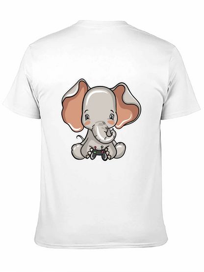 Cute Elephant Gamer Black T-Shirt