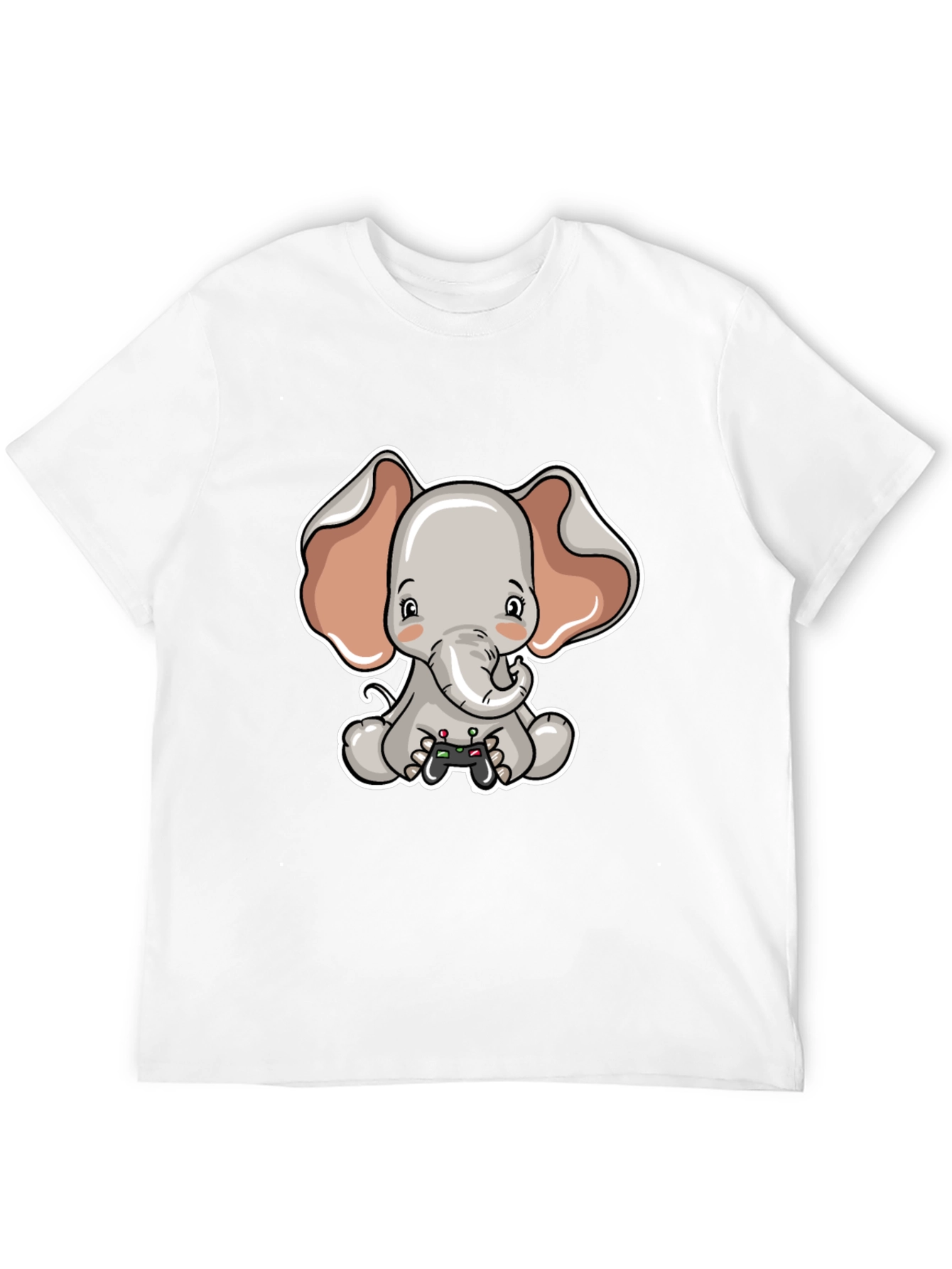 Cute Elephant Gamer Black T-Shirt