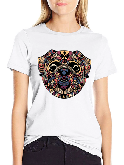 Geometric Pug Graphic Black T-Shirt
