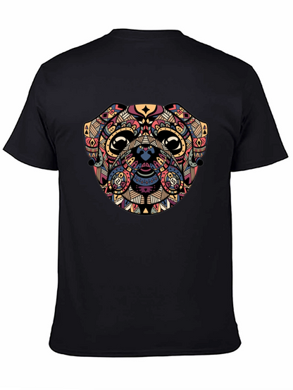 Geometric Pug Graphic Black T-Shirt