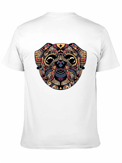 Geometric Pug Graphic Black T-Shirt