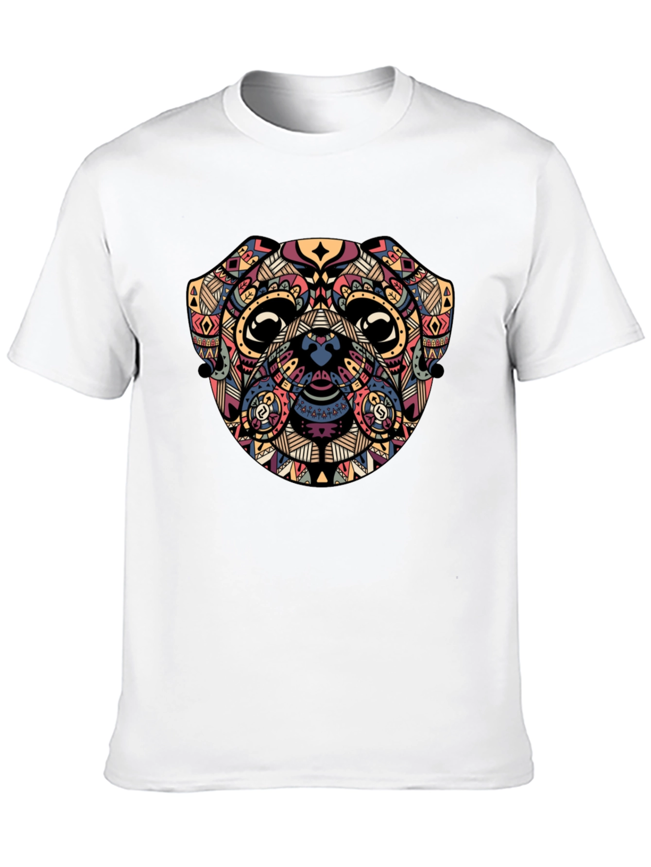 Geometric Pug Graphic Black T-Shirt
