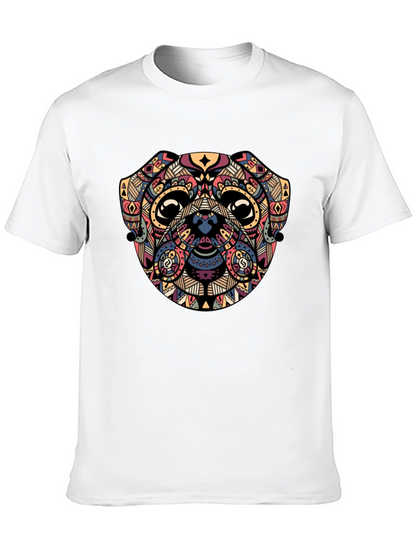 Geometric Pug Graphic Black T-Shirt