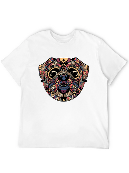 Geometric Pug Graphic Black T-Shirt