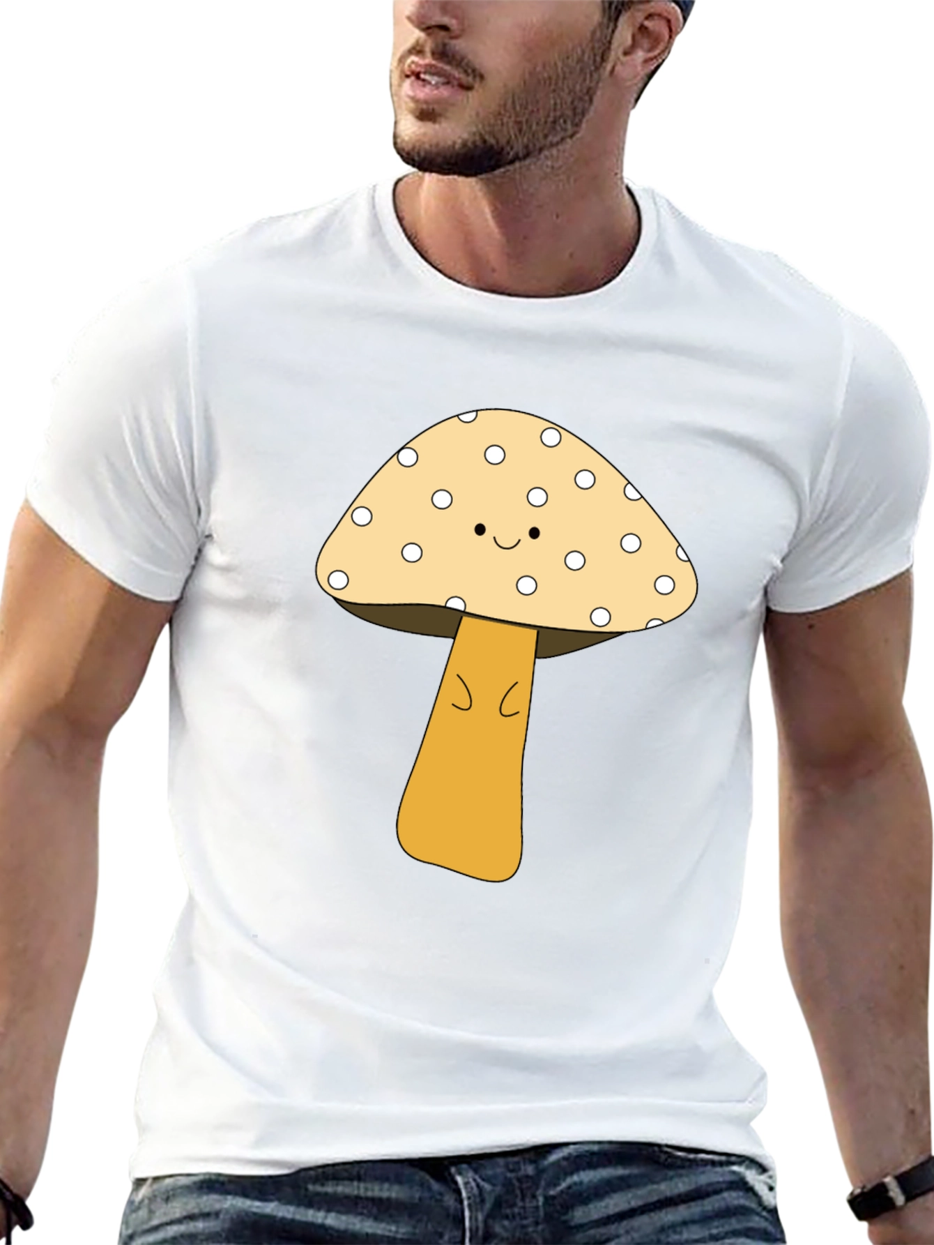 Cute Mushroom Graphic Tee - Unisex Black T-Shirt