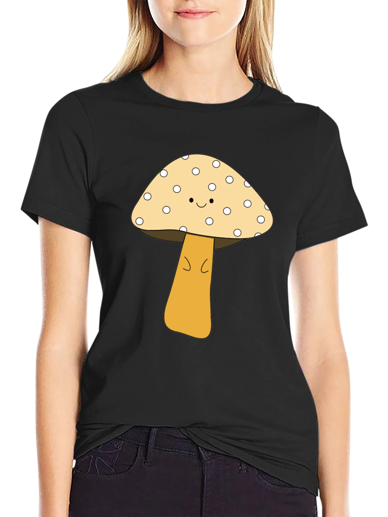 Cute Mushroom Graphic Tee - Unisex Black T-Shirt
