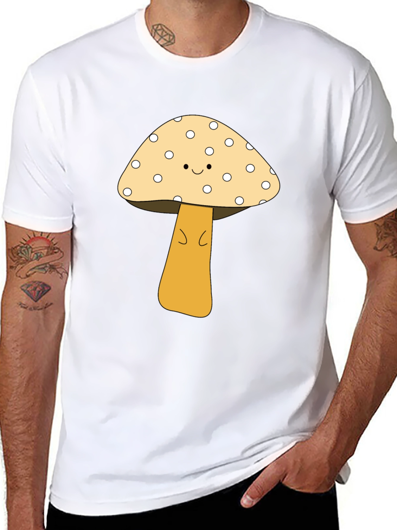 Cute Mushroom Graphic Tee - Unisex Black T-Shirt