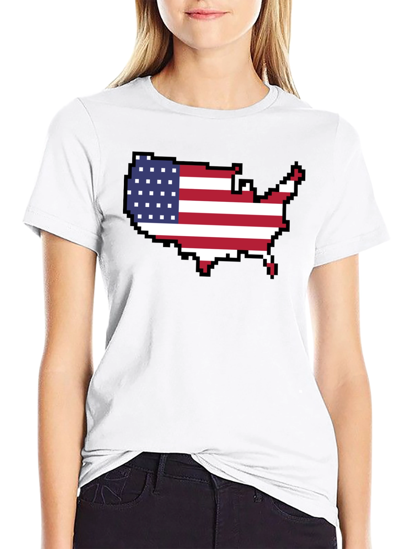 USA Pixel Flag Map T-Shirt