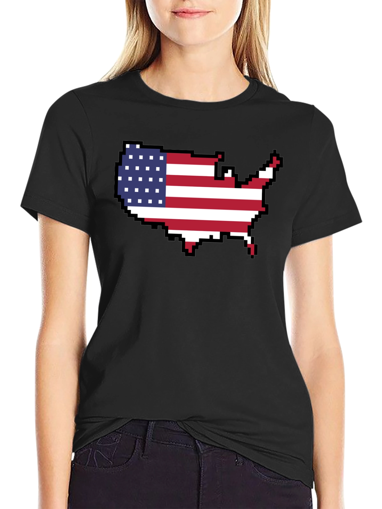 USA Pixel Flag Map T-Shirt