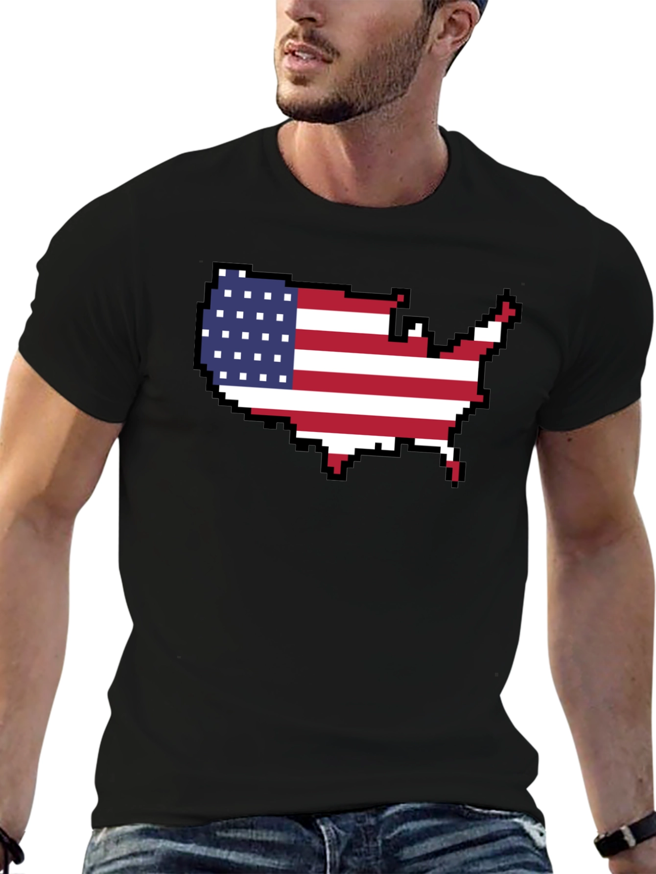 USA Pixel Flag Map T-Shirt