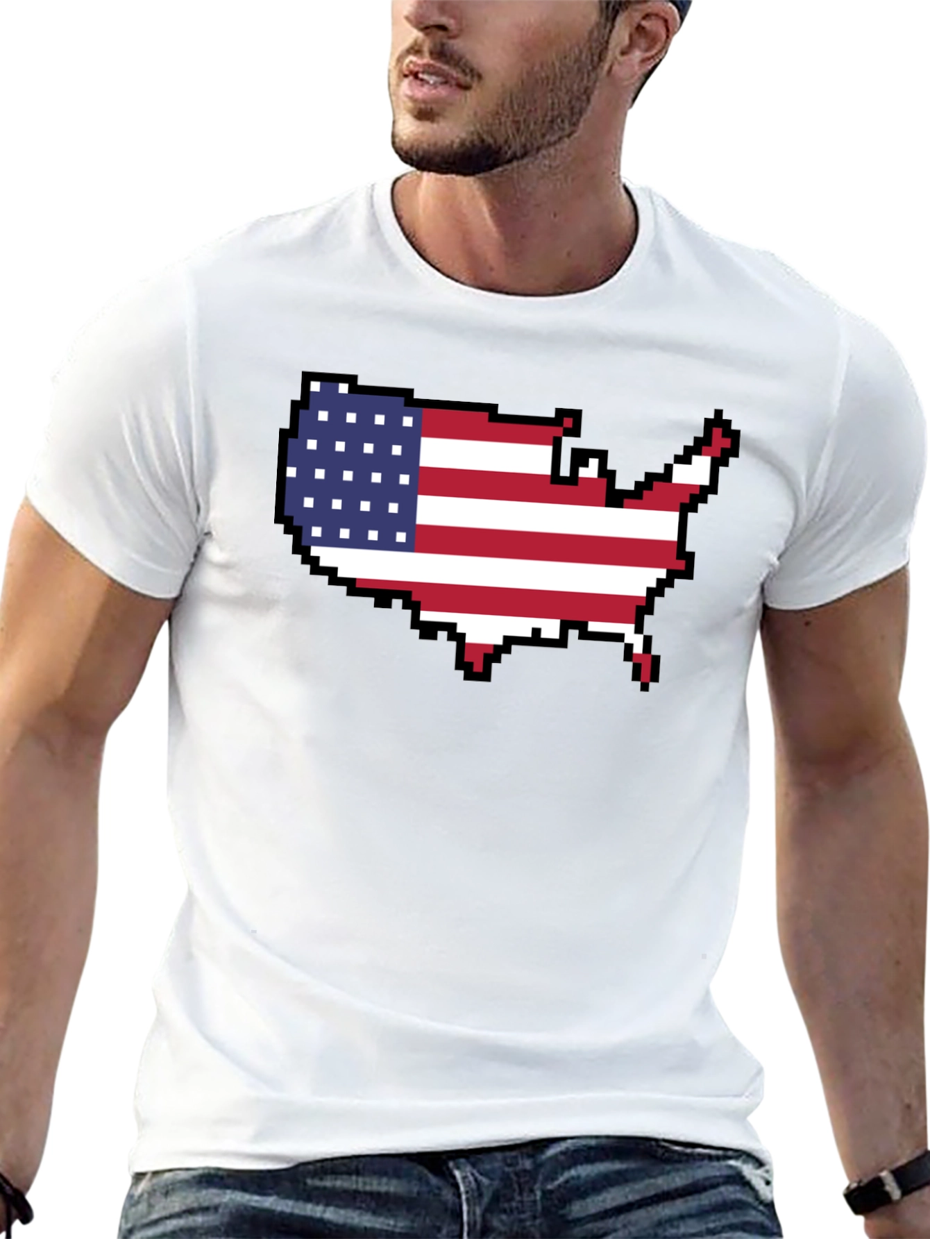 USA Pixel Flag Map T-Shirt