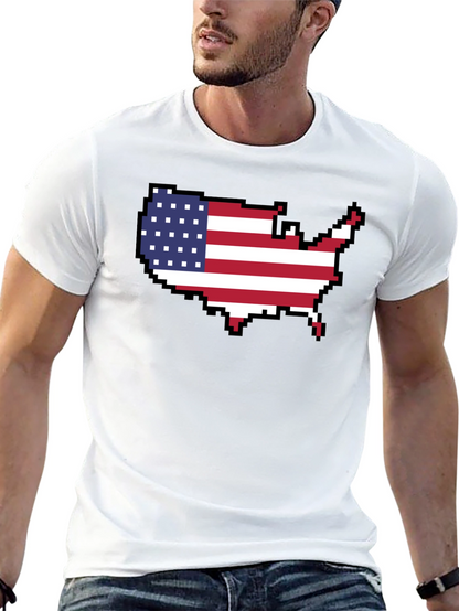 USA Pixel Flag Map T-Shirt