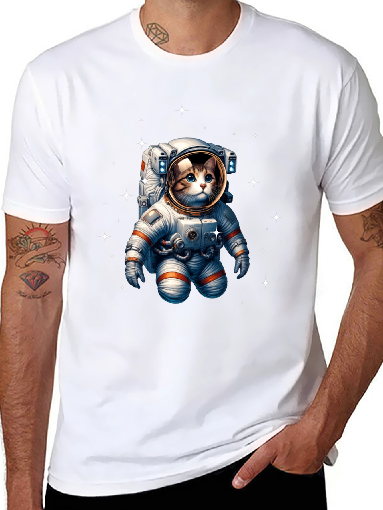 Astronaut Cat Graphic Tee - Space Kitty T-Shirt