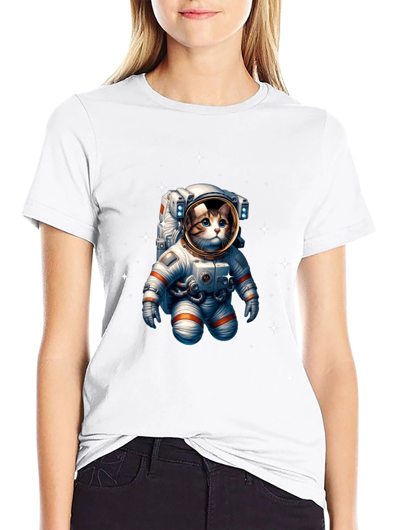 Astronaut Cat Graphic Tee - Space Kitty T-Shirt