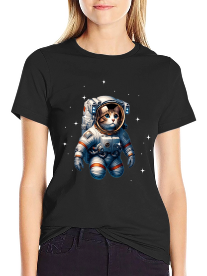 Astronaut Cat Graphic Tee - Space Kitty T-Shirt