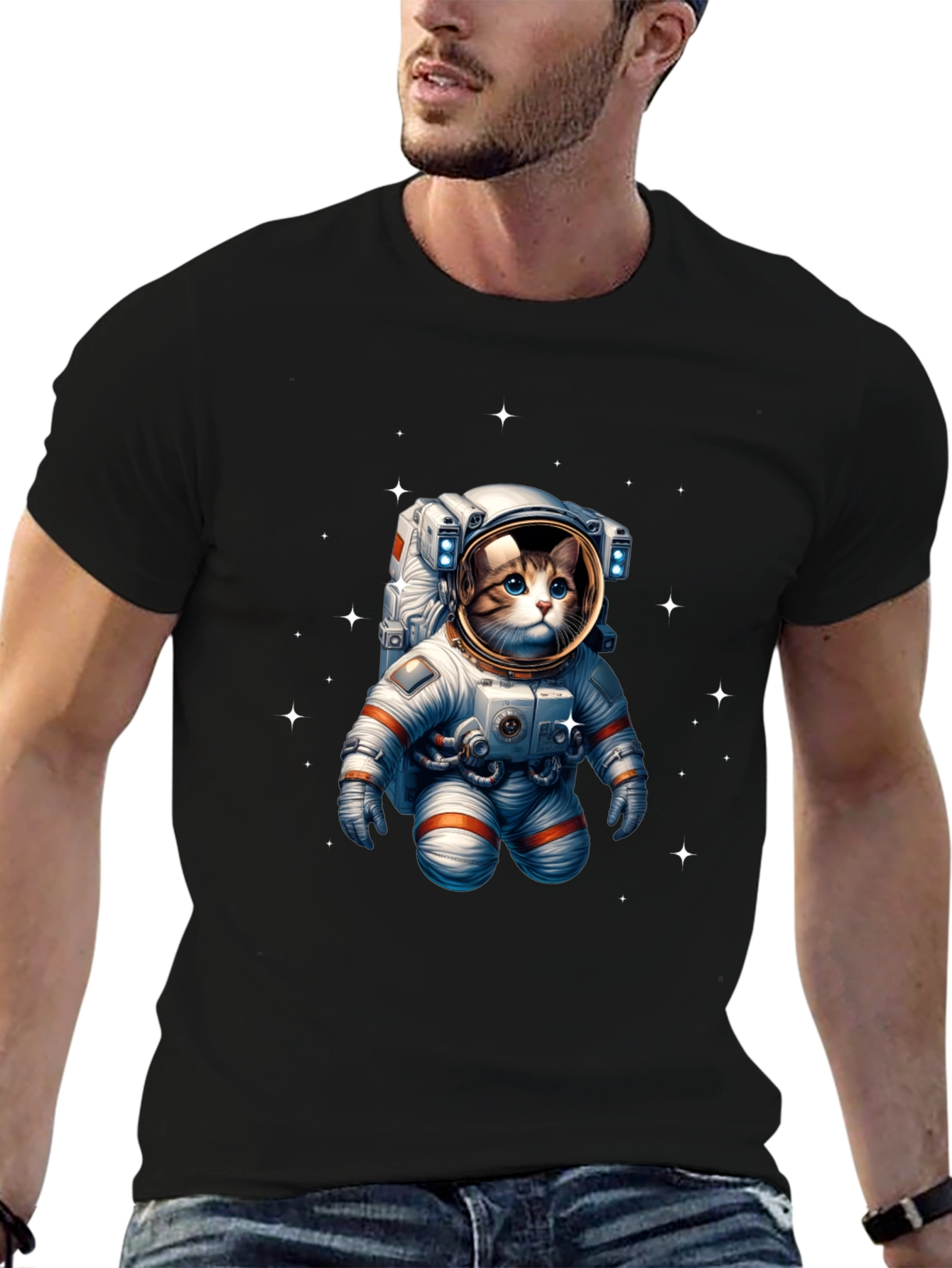 Astronaut Cat Graphic Tee - Space Kitty T-Shirt