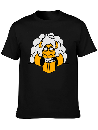 Nerdy Sheep Reading Book Graphic T-Shirt