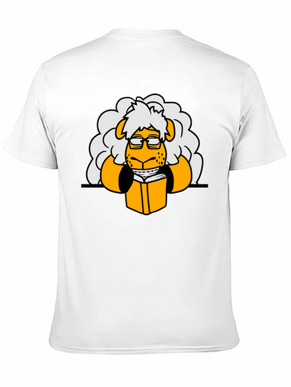 Nerdy Sheep Reading Book Graphic T-Shirt