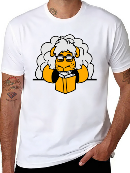 Nerdy Sheep Reading Book Graphic T-Shirt
