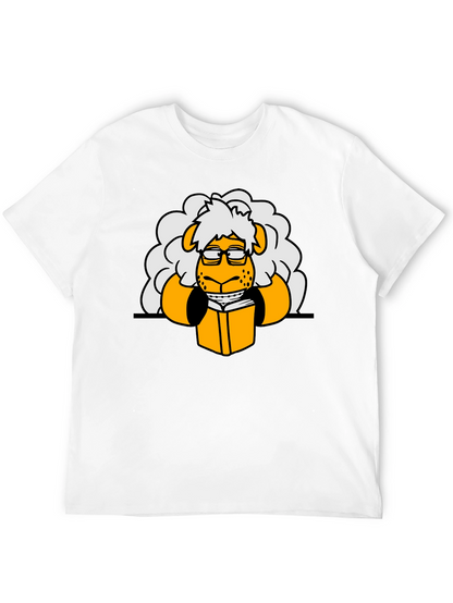 Nerdy Sheep Reading Book Graphic T-Shirt