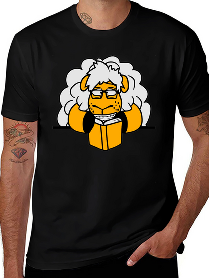 Nerdy Sheep Reading Book Graphic T-Shirt