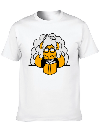 Nerdy Sheep Reading Book Graphic T-Shirt