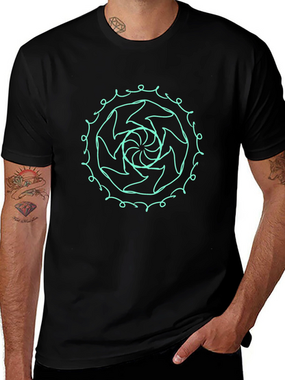 Abstract Swirl Graphic Tee - Stylish Black T-Shirt