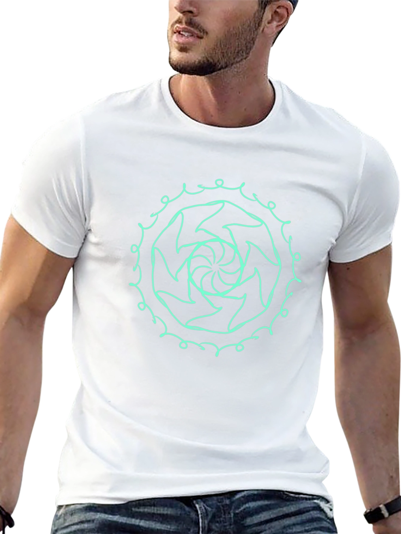 Abstract Swirl Graphic Tee - Stylish Black T-Shirt