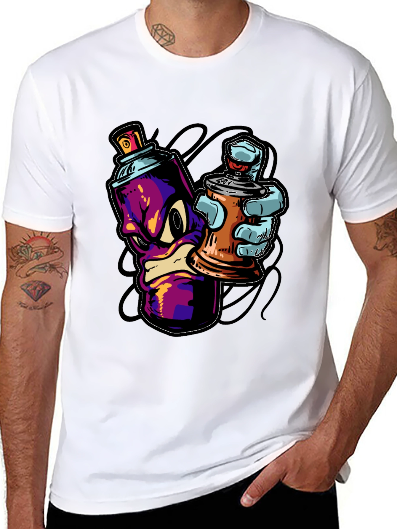 Cool Graffiti Art Spray Paint Cartoon T-Shirt