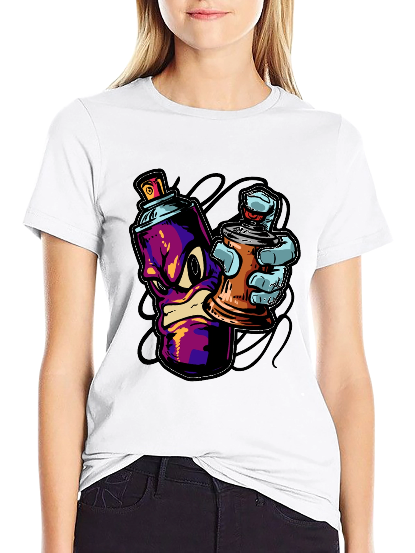 Cool Graffiti Art Spray Paint Cartoon T-Shirt
