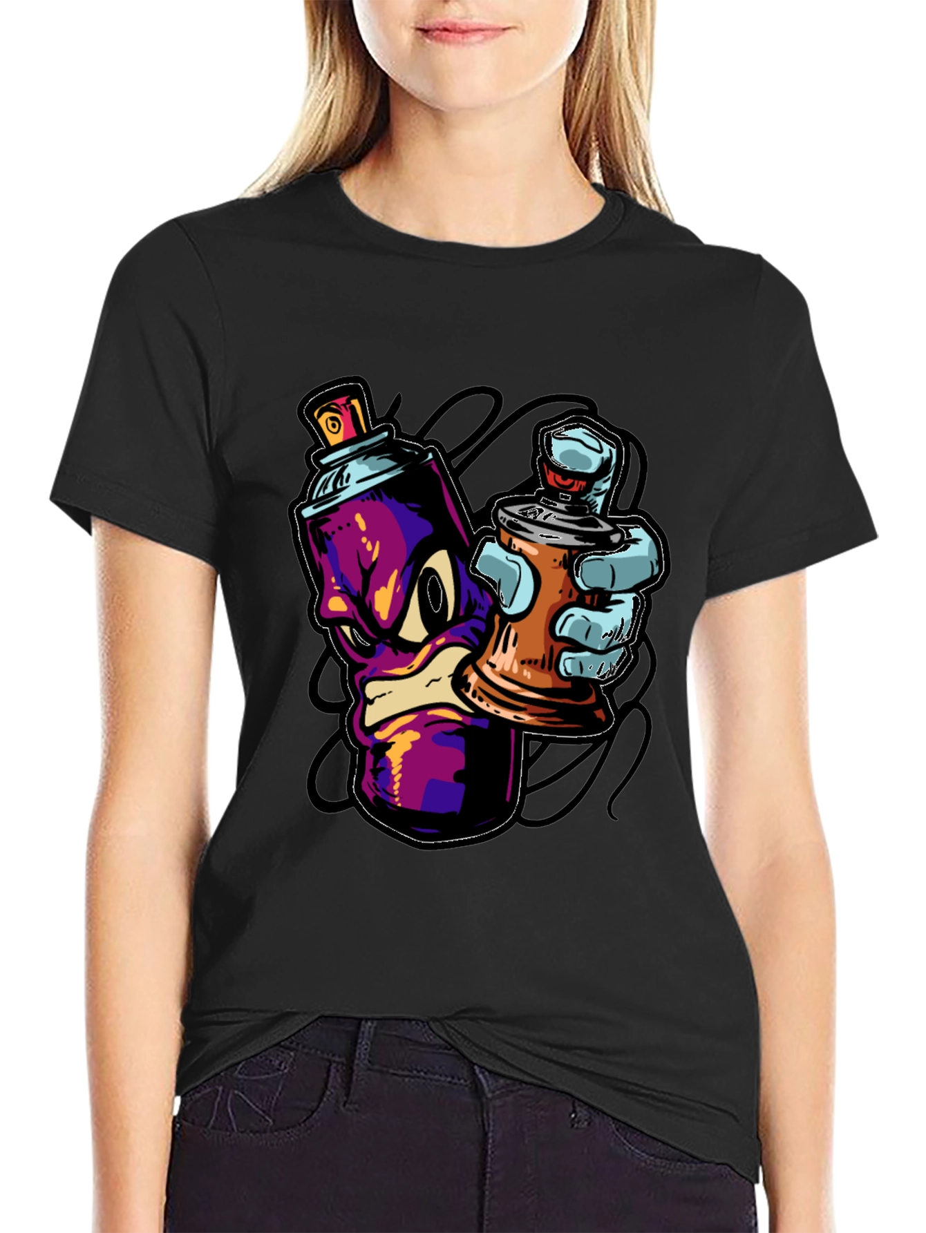Cool Graffiti Art Spray Paint Cartoon T-Shirt