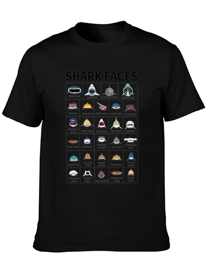 Shark Faces Graphic T-Shirt - Unique Shark Species Design