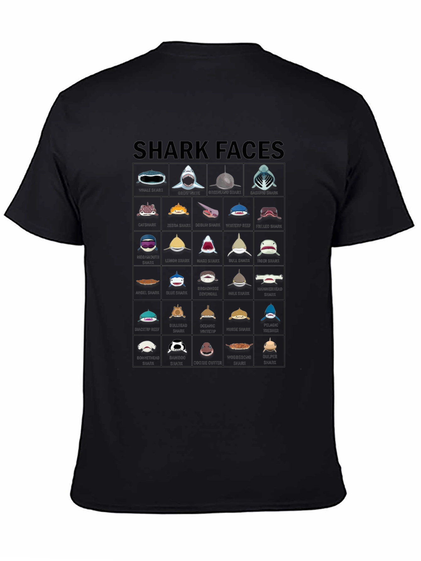 Shark Faces Graphic T-Shirt - Unique Shark Species Design
