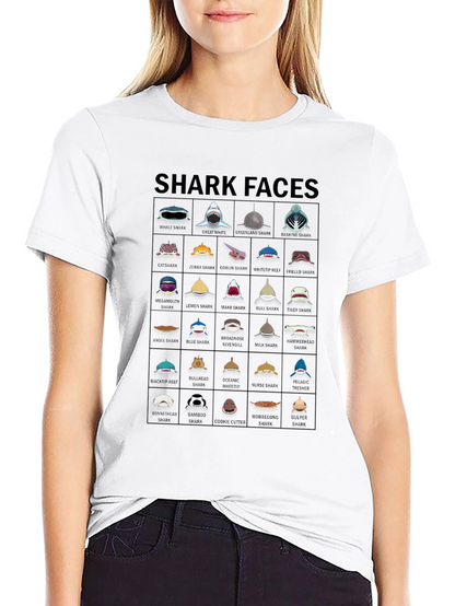 Shark Faces Graphic T-Shirt - Unique Shark Species Design