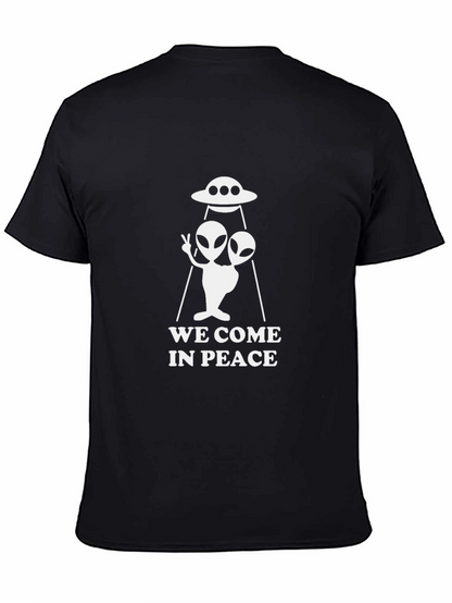 We Come In Peace Alien UFO Graphic T-Shirt