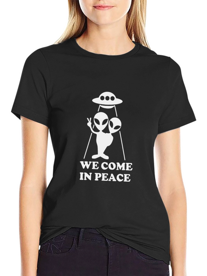 We Come In Peace Alien UFO Graphic T-Shirt