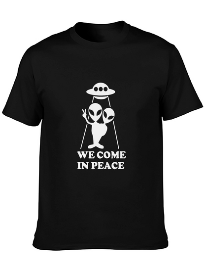 We Come In Peace Alien UFO Graphic T-Shirt