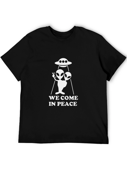 We Come In Peace Alien UFO Graphic T-Shirt