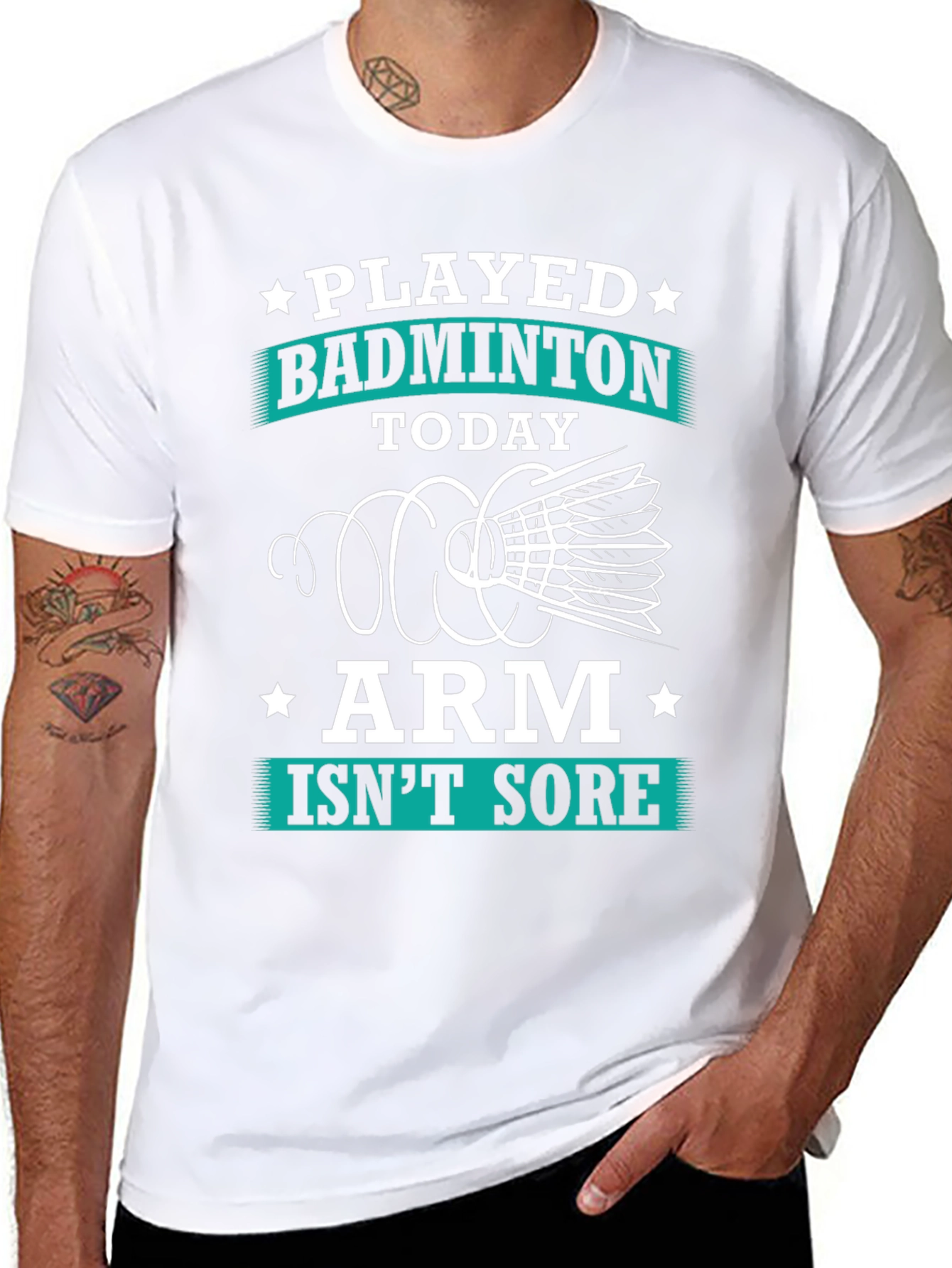 Funny Badminton T-Shirt: Played Today Arm Isnt Sore!