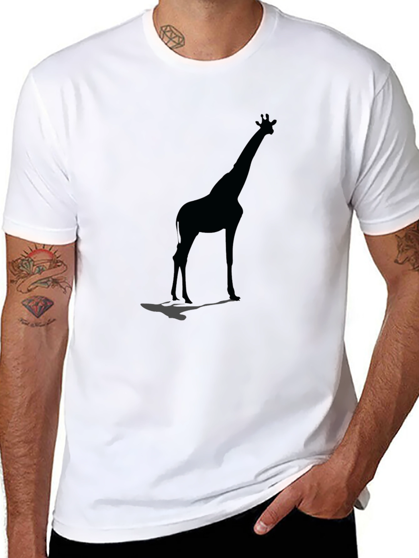 Giraffe Silhouette Black Graphic Tee