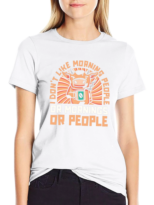 Funny Cow Coffee T-Shirt - I Dont Like Morning People Tee