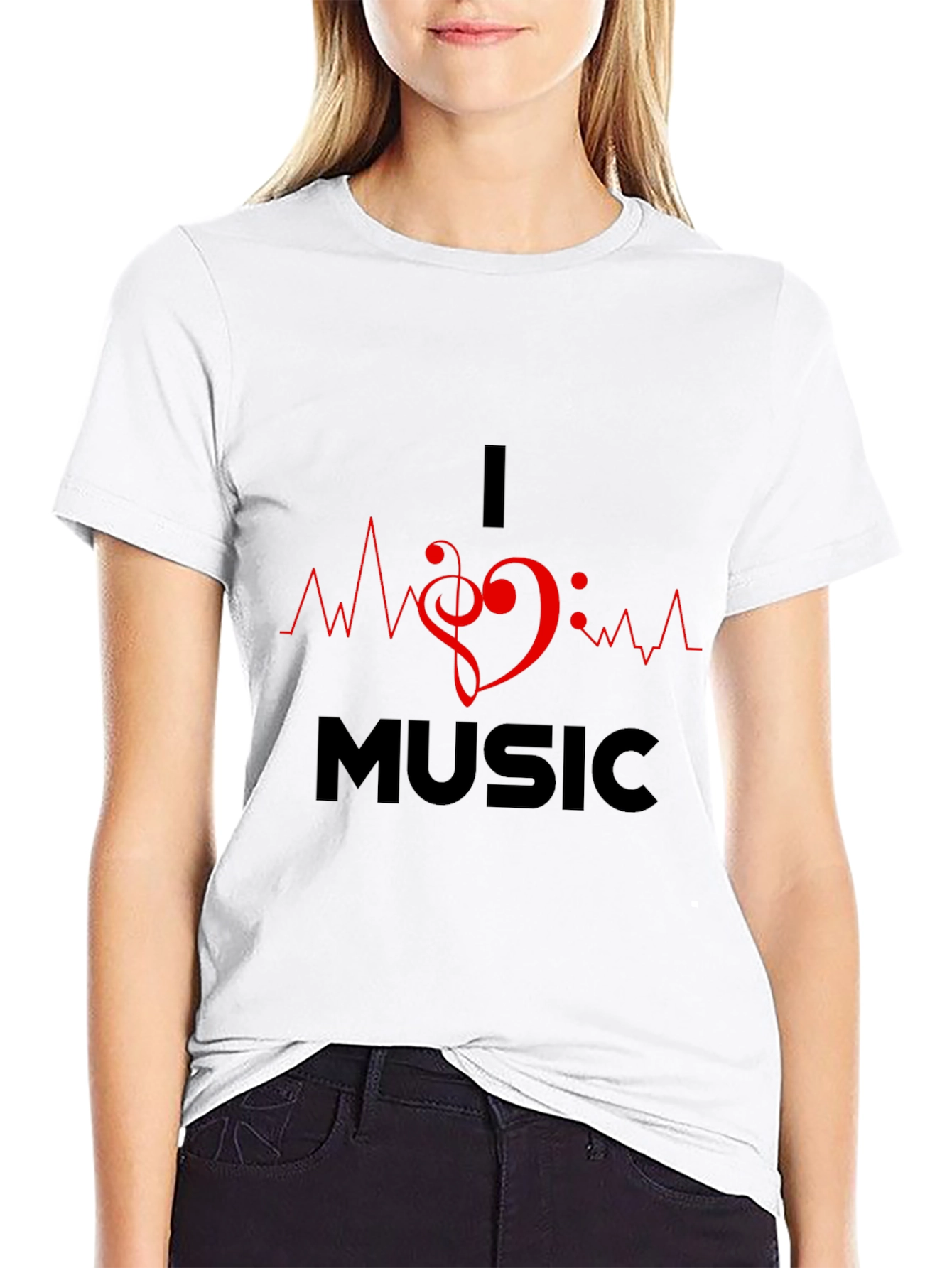 I Heart Music Graphic Black T-Shirt