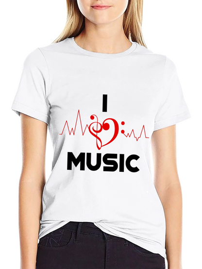 I Heart Music Graphic Black T-Shirt