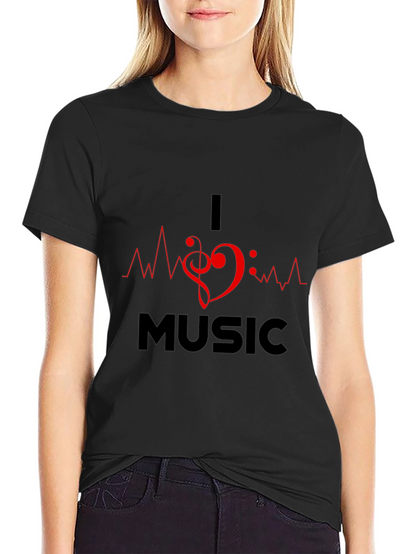 I Heart Music Graphic Black T-Shirt