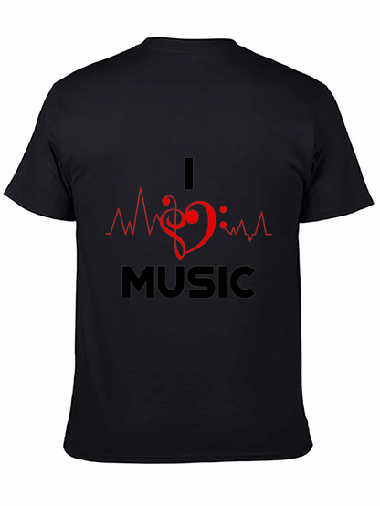 I Heart Music Graphic Black T-Shirt