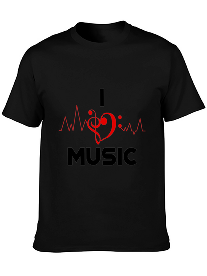 I Heart Music Graphic Black T-Shirt