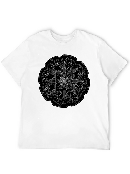 Geometric Mandala Graphic Black T-Shirt