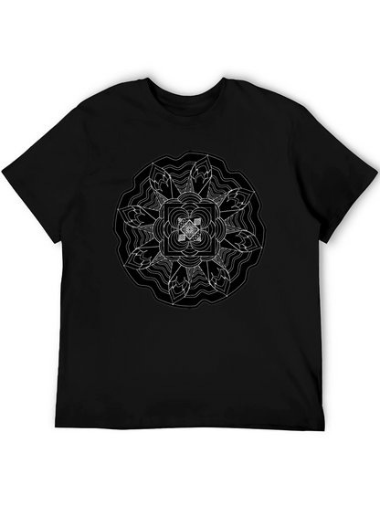 Geometric Mandala Graphic Black T-Shirt