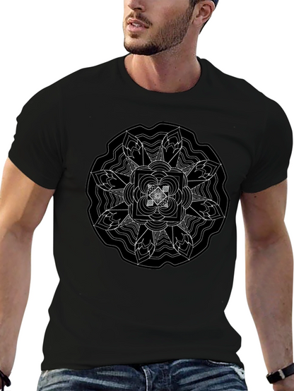 Geometric Mandala Graphic Black T-Shirt