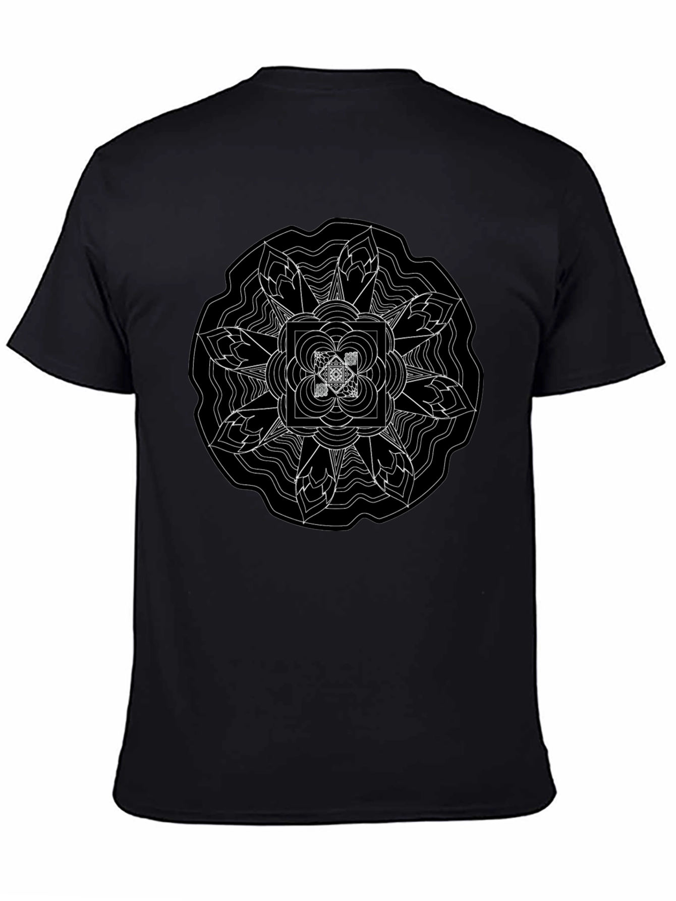 Geometric Mandala Graphic Black T-Shirt